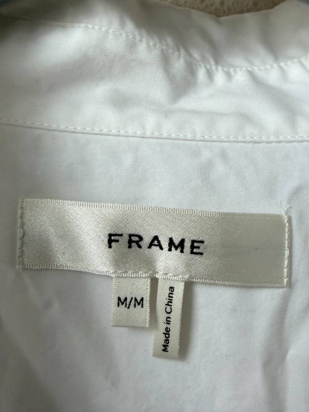 FRAME White Organic Cotton Button-Up Shirt Size M - Picture 4 of 6